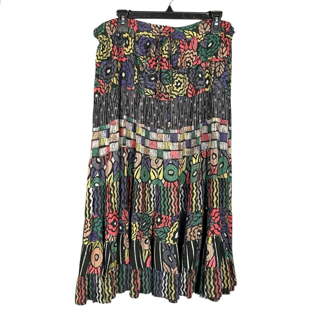 Vintage Midi Circle Skirt One Size Phool Boho India Skirt Gypsy Peasant Colorful